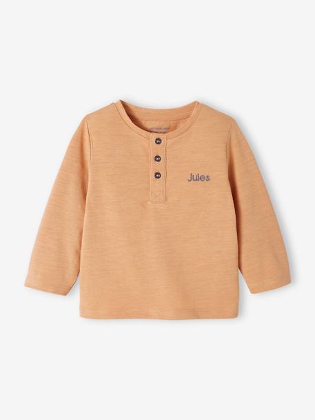 Personaliseerbare tunesisch T-shirt voor babyjongens met lange mouwen inkt+perzik+zand - vertbaudet enfant 