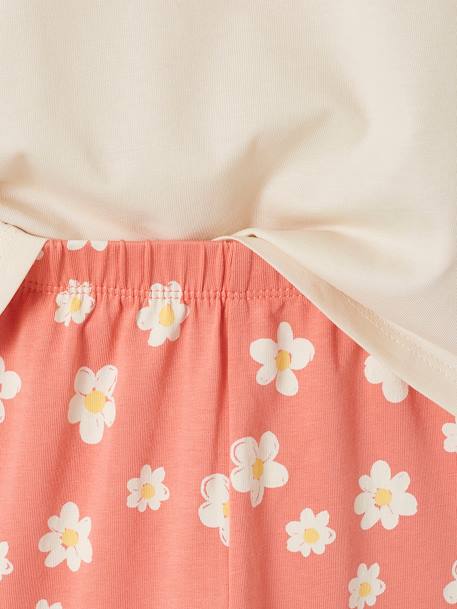 Set shirt en short voor meisjes rozen+smaragdgroen - vertbaudet enfant 