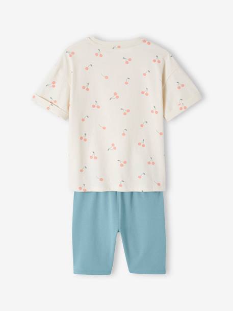 Set shirt en short voor meisjes rozen+smaragdgroen - vertbaudet enfant 