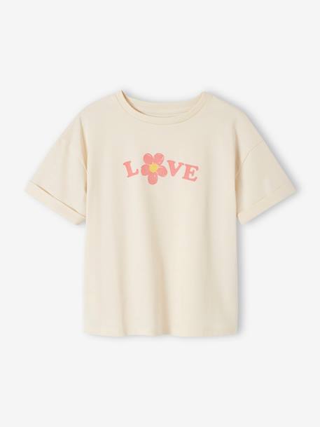 Set shirt en short voor meisjes rozen+smaragdgroen - vertbaudet enfant 