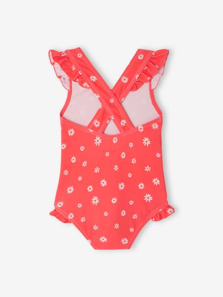 Badpak voor meisjesbaby met bloemenprint fuchsia - vertbaudet enfant 