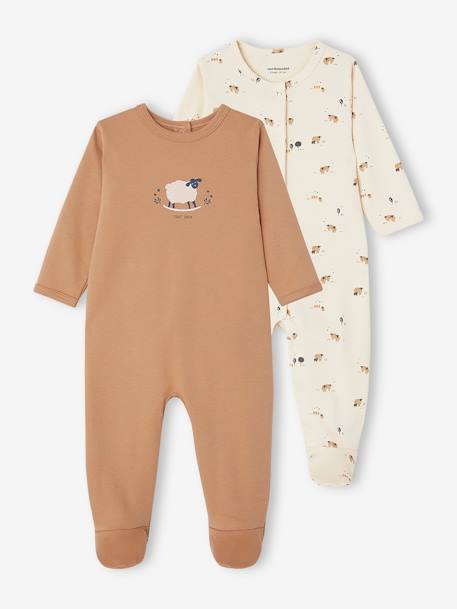 Set met 2 interlock slaappakjes voor baby taupe - vertbaudet enfant 