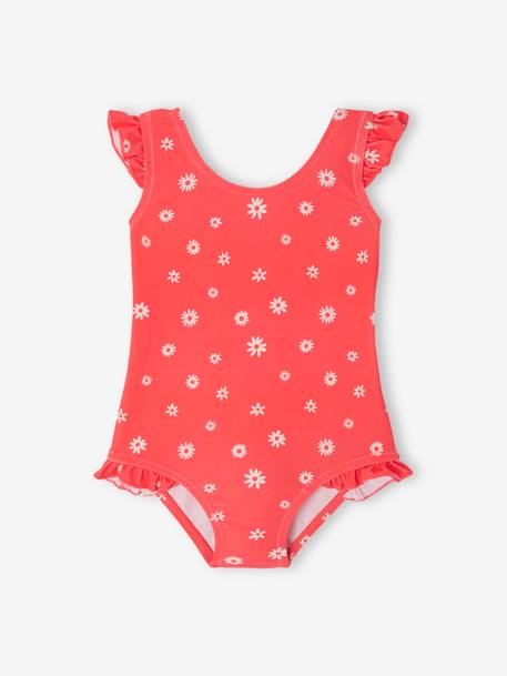 Badpak voor meisjesbaby met bloemenprint fuchsia - vertbaudet enfant 