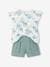 Feestelijk setje voor meisjes blouse met ruches en short van katoengaas blauw, bedrukt+roze, bedrukt - vertbaudet enfant 