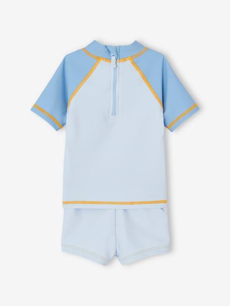 Zwemset met UV-bescherming voor jongensbaby T-shirt + boxershort + hoedje oceaanblauw - vertbaudet enfant 