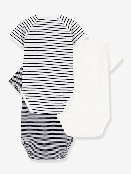 Set van 3 rompertjes PETIT BATEAU marineblauw - vertbaudet enfant 