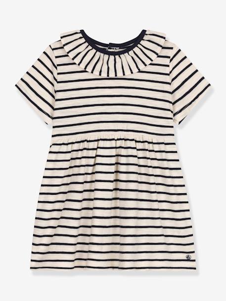 Gestreept babyjurkje PETIT BATEAU gemêleerd beige - vertbaudet enfant 