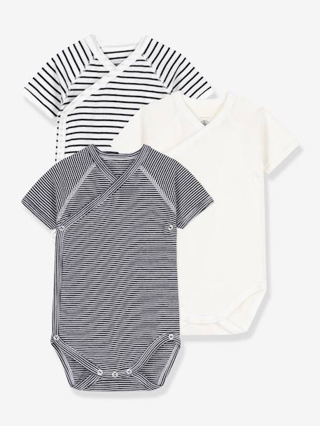 Set van 3 rompertjes PETIT BATEAU marineblauw - vertbaudet enfant 