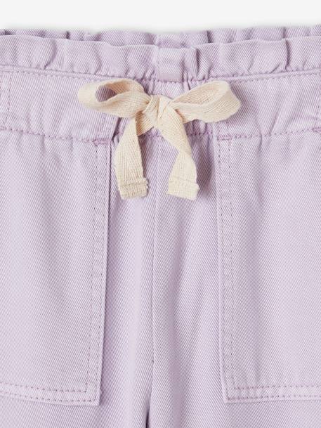 Soepele meisjesbroek in 'paperbag'-stijl koraal+lavendel - vertbaudet enfant 