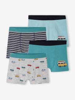 Set met 4 stretch jongensboxers "busje" van biokatoen  - vertbaudet enfant