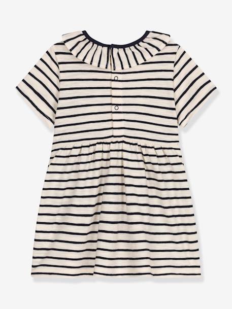 Gestreept babyjurkje PETIT BATEAU gemêleerd beige - vertbaudet enfant 