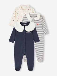 Baby-Pyjama, surpyjama-Set van 3 slaappakjes "hartjes" baby van interlock