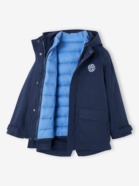 Jongens 3-in-1 parka voor het tussenseizoen met uitneembaar donsjack zonder mouwen marineblauw - vertbaudet enfant 