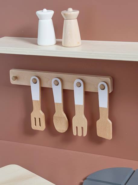 Kitchenette met FSC® houtgordijn framboos+meerkleurig - vertbaudet enfant 