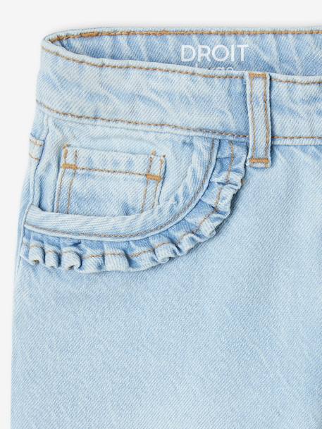 Rechte jeans MorphologiK meisjes heupomvang Large gebleekt denim+stone - vertbaudet enfant 