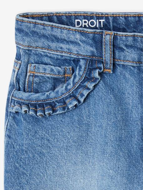 Rechte jeans MorphologiK meisjes heupomvang Large gebleekt denim+stone - vertbaudet enfant 