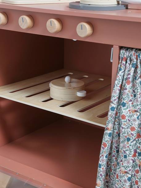 Kitchenette met FSC® houtgordijn framboos+meerkleurig - vertbaudet enfant 