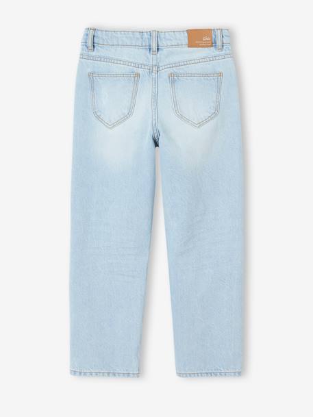 Rechte jeans MorphologiK meisjes heupomvang Large gebleekt denim+stone - vertbaudet enfant 