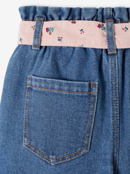 Jeansbermuda in paperbag-stijl voor meisjes stone - vertbaudet enfant 