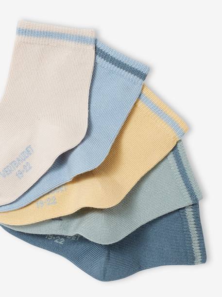 Set van 5 paar gekleurde sokken voor babyjongen grijsblauw+inktblauw - vertbaudet enfant 