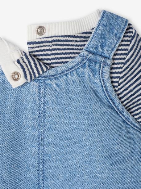 Geboorteset: korte salopette, body en muts baby's gebleekt denim - vertbaudet enfant 