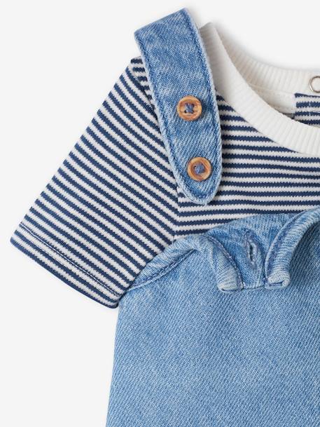 Geboorteset: korte salopette, body en muts baby's gebleekt denim - vertbaudet enfant 