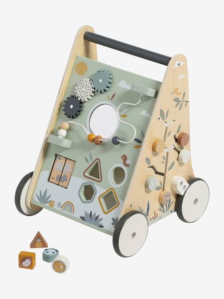 Loopwagen met houten remmen hout+wit - vertbaudet enfant 