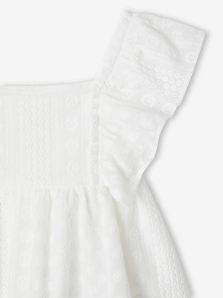 Geborduurde nette blouse met ruches meisjes ecru - vertbaudet enfant 