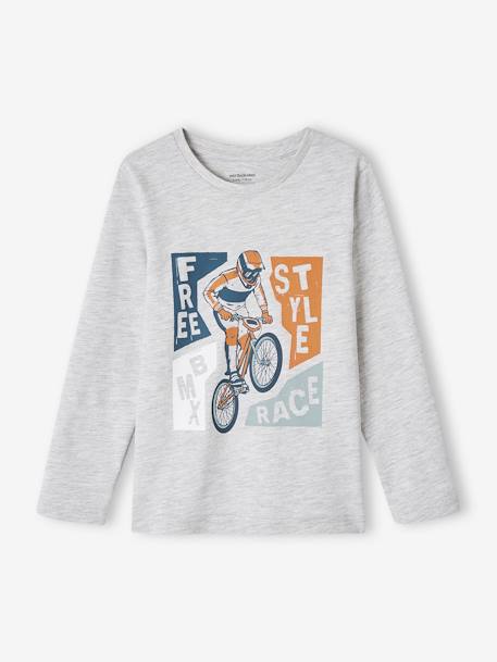 T-shirt grafisch motief gemêleerd grijs+hemelsblauw - vertbaudet enfant 