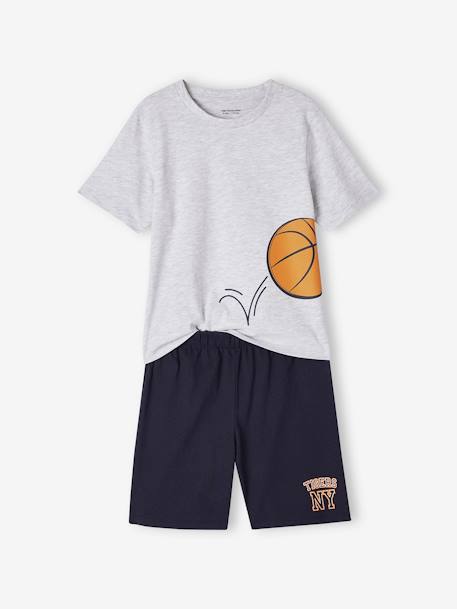 Set pyjama + korte pyjamabroek basketbal jongens marineblauw - vertbaudet enfant 