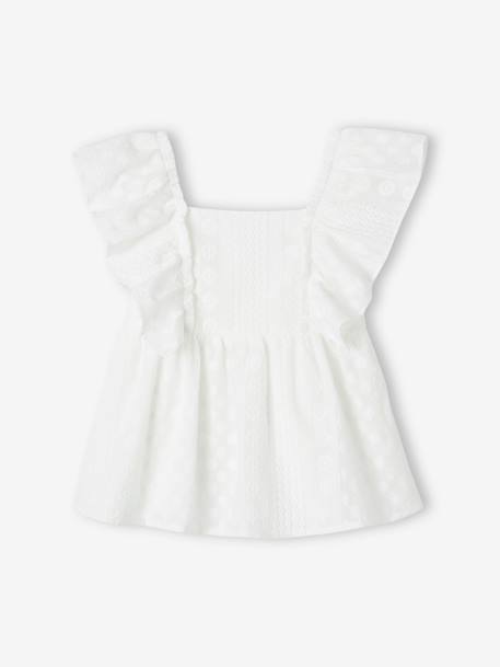 Geborduurde nette blouse met ruches meisjes ecru - vertbaudet enfant 