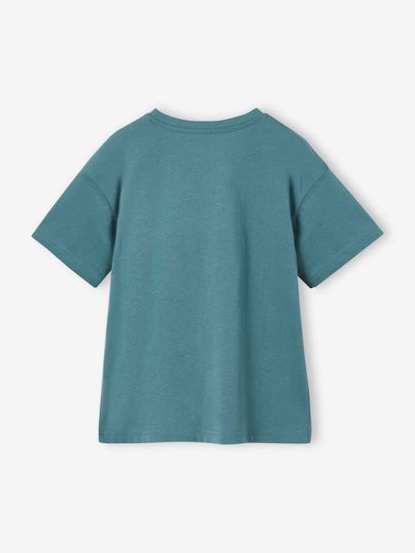 Jongensshirt met fotoprint blauwgroen+ecru+koraal - vertbaudet enfant 