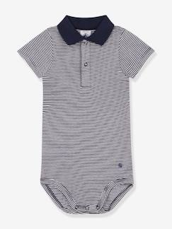 Baby-Rompertje met korte mouwen en polo-opening PETIT BATEAU