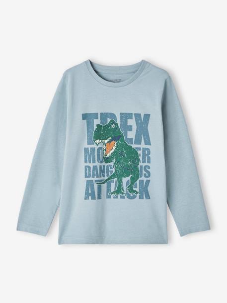 T-shirt grafisch motief gemêleerd grijs+hemelsblauw - vertbaudet enfant 