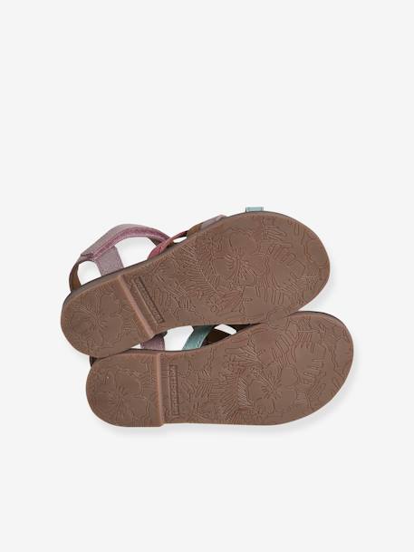 Leren kindersandalen met klittenband meerkleurig - vertbaudet enfant 