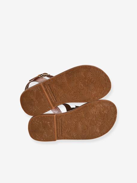 Leren kindersandalen met klittenband kleutercollectie goud - vertbaudet enfant 