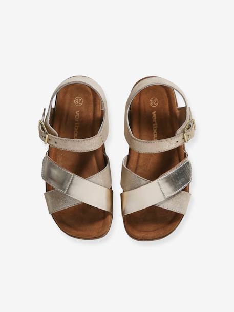 Leren open kindersandalen goud - vertbaudet enfant 