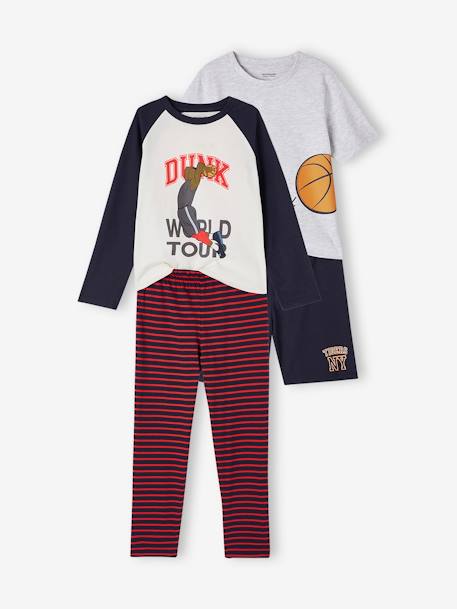 Set pyjama + korte pyjamabroek basketbal jongens marineblauw - vertbaudet enfant 