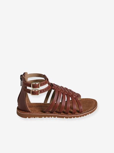 Leren hoge kindersandalen bruin - vertbaudet enfant 