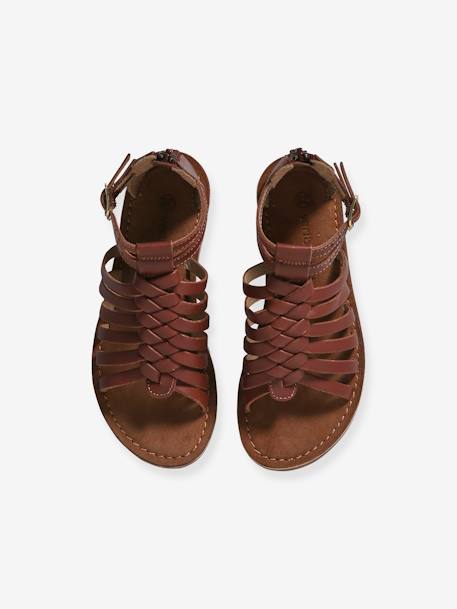 Leren hoge kindersandalen bruin - vertbaudet enfant 