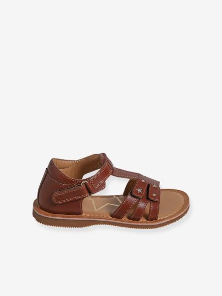 Leren kindersandalen met klittenband kleutercollectie bruin - vertbaudet enfant 