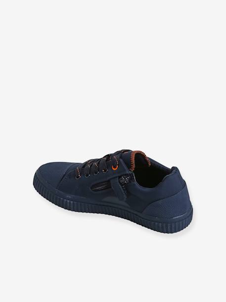 Canvas kindersneakers met vetersluiting en ritssluiting marineblauw - vertbaudet enfant 