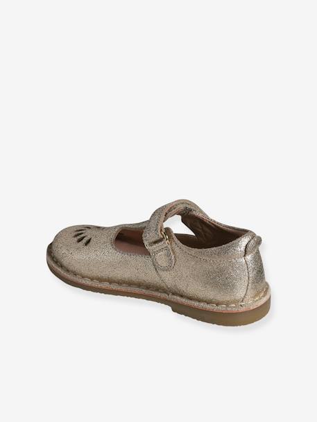 Leren meisjes sandalen kleutercollectie ecru+goud+roze - vertbaudet enfant 