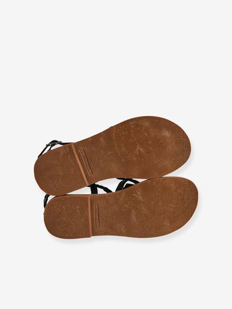 Leren sandalen met kruisbandjes veel zwart - vertbaudet enfant 