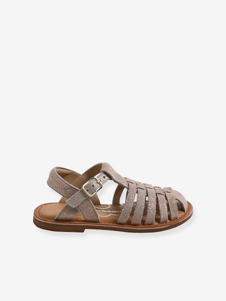 Leren kindersandalen kleutercollectie goud - vertbaudet enfant 