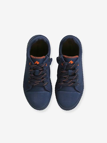 Canvas kindersneakers met vetersluiting en ritssluiting marineblauw - vertbaudet enfant 