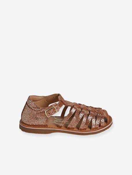 Leren gesloten kindersandalen kleutercollectie okergeel - vertbaudet enfant 