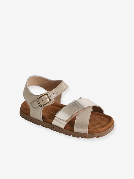 Leren open kindersandalen goud - vertbaudet enfant 