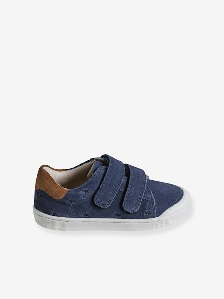 Leren sneakers met klittenband, kleutercollectie marineblauw - vertbaudet enfant 