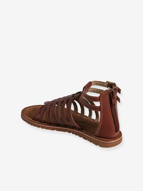 Leren hoge kindersandalen bruin - vertbaudet enfant 